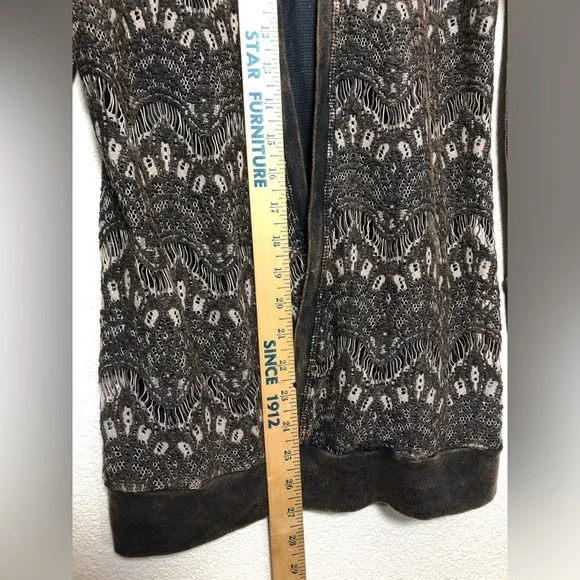 Crash & Burn Shimmering Charcoal Blouse with Lace Accents - Picture 7 of 9